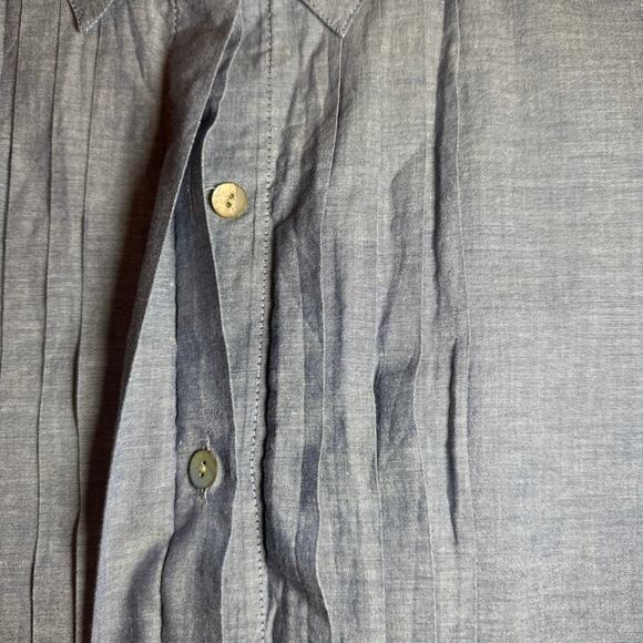 J. Jill Tuxedo Pleat Chambray Button Down tunic shirt blouse size Medium - Picture 9 of 12